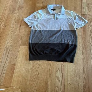 Banana Republic Men's Striped Polo Shirt - brown and cream size large